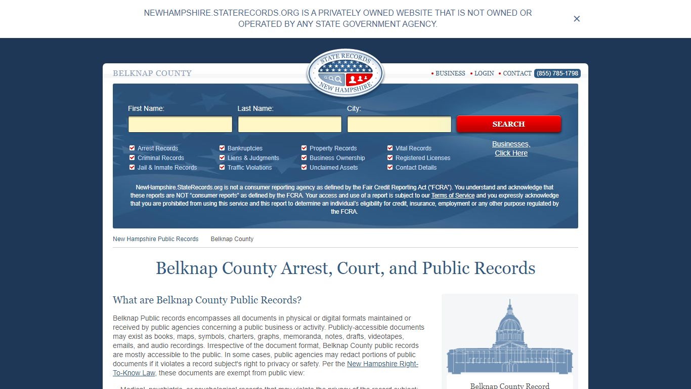 Belknap County Arrest, Court, and Public Records