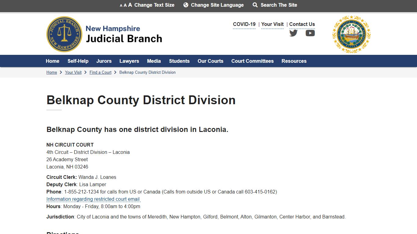 Belknap County District Division | New Hampshire Judicial Branch