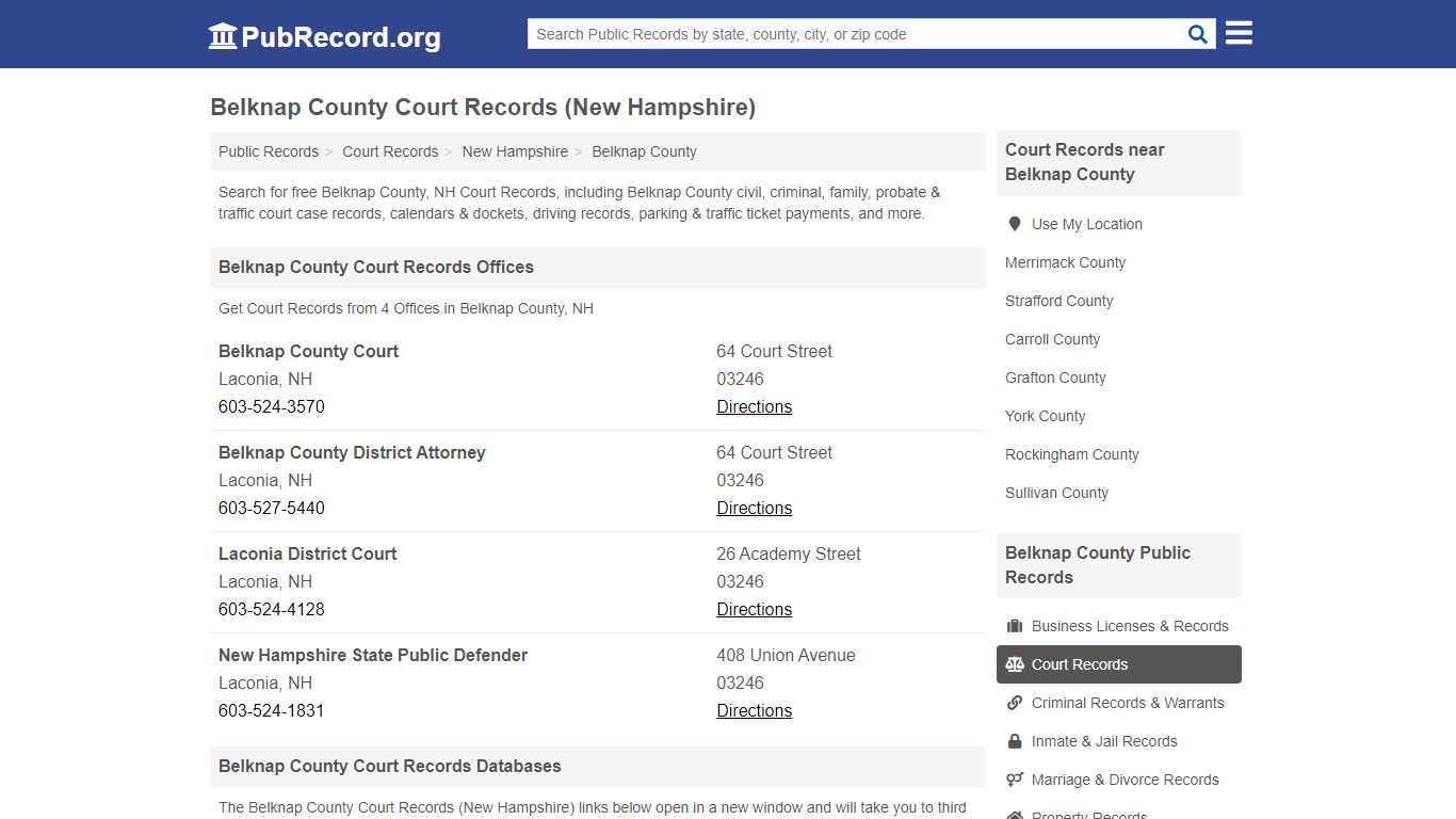 Belknap County Court Records (New Hampshire) - PubRecord.org