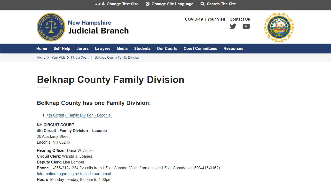 Belknap County Family Division | New Hampshire Judicial Branch